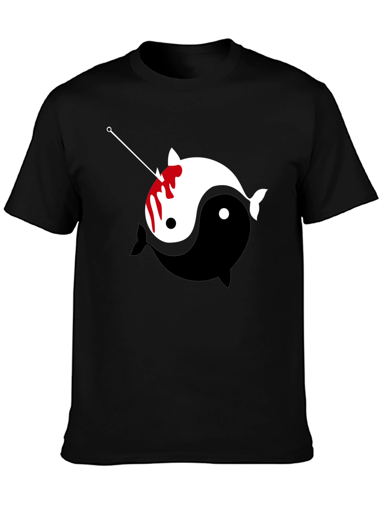 Black Yin Yang Narwhal Graphic Tee view 3