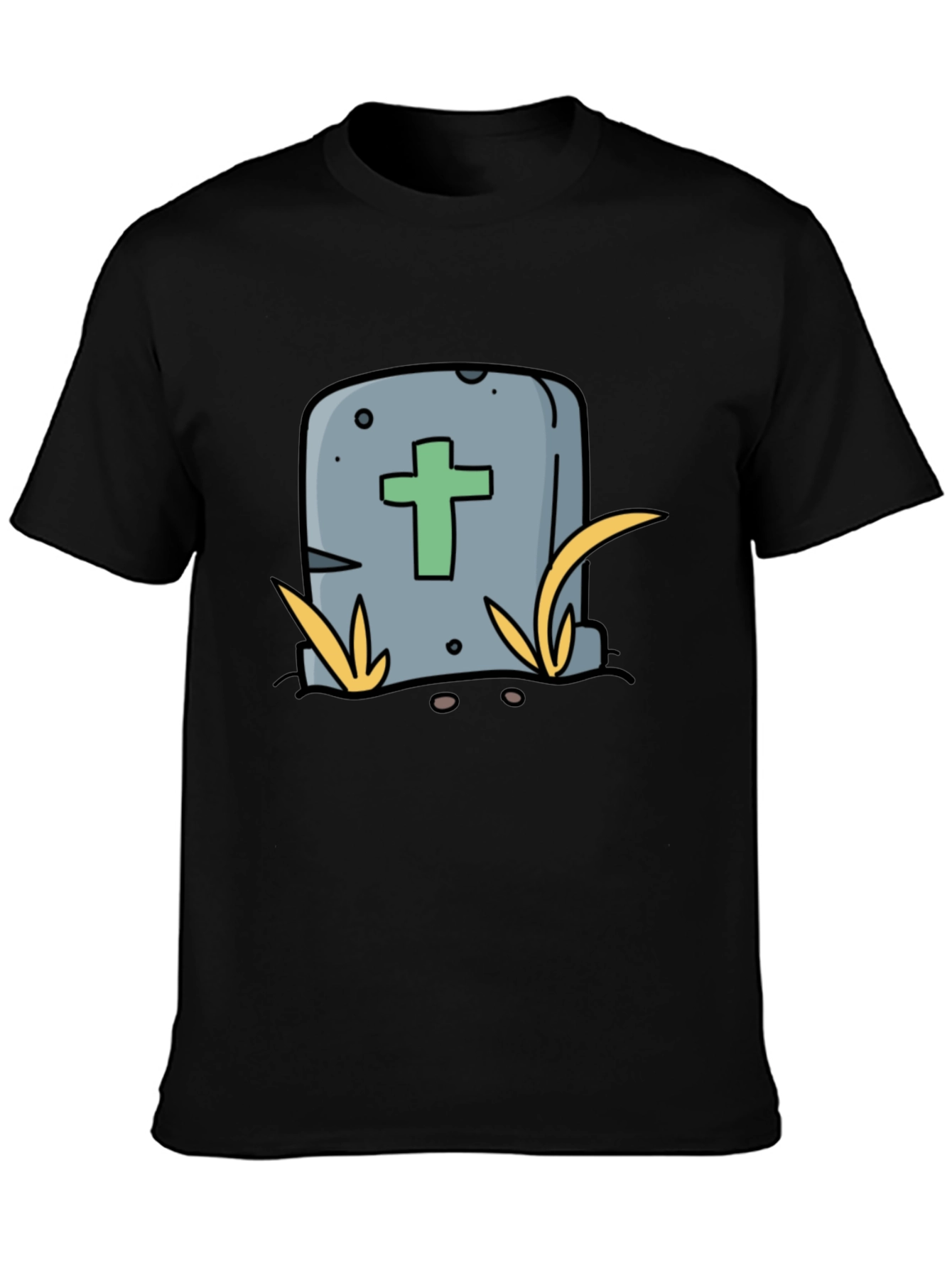 Black Cartoon Tombstone T-Shirt - Funny Halloween Tee view 3