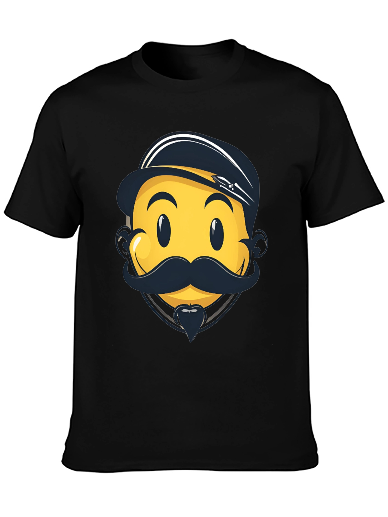 Black Emoji Captain Graphic Tee - Black Cotton Comfort view 3