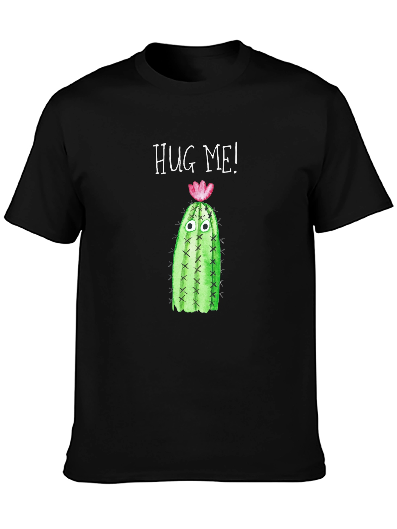 Black Hug Me Cactus T-Shirt - Funny Graphic Tee view 3
