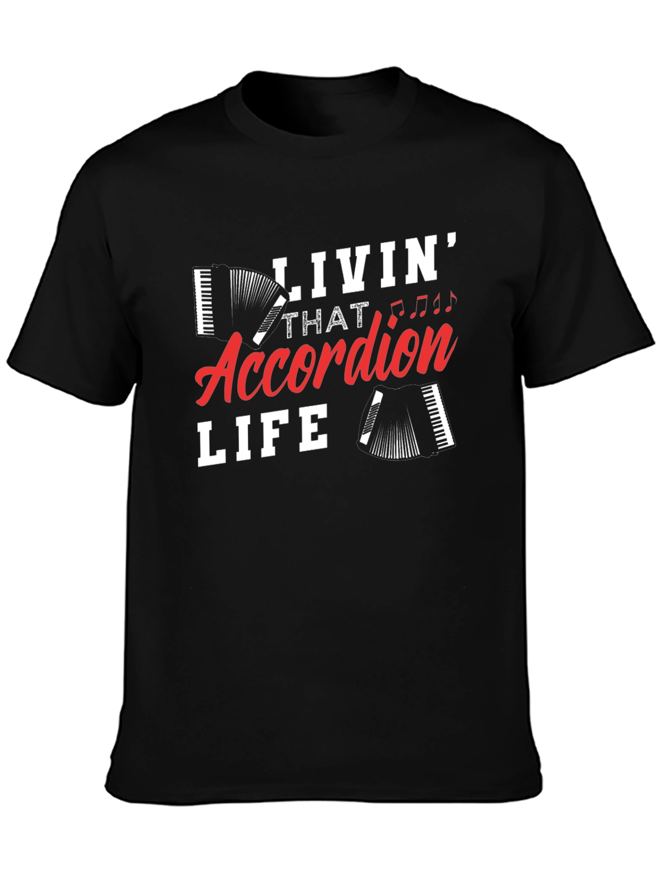 Black Accordion Life Graphic Tee - Musician T-Shirt view 3