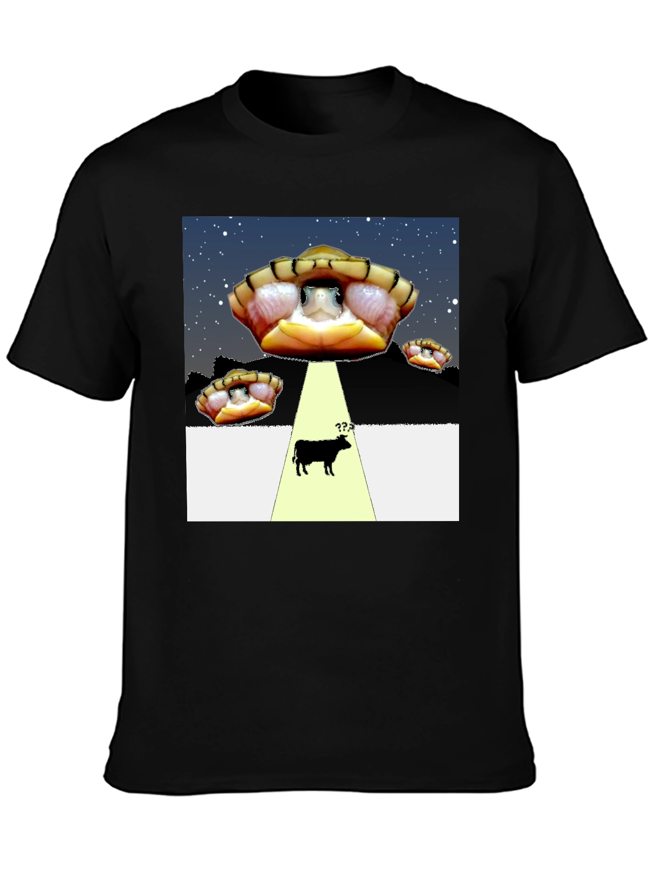 Black UFO Turtle Abduction T-Shirt view 3