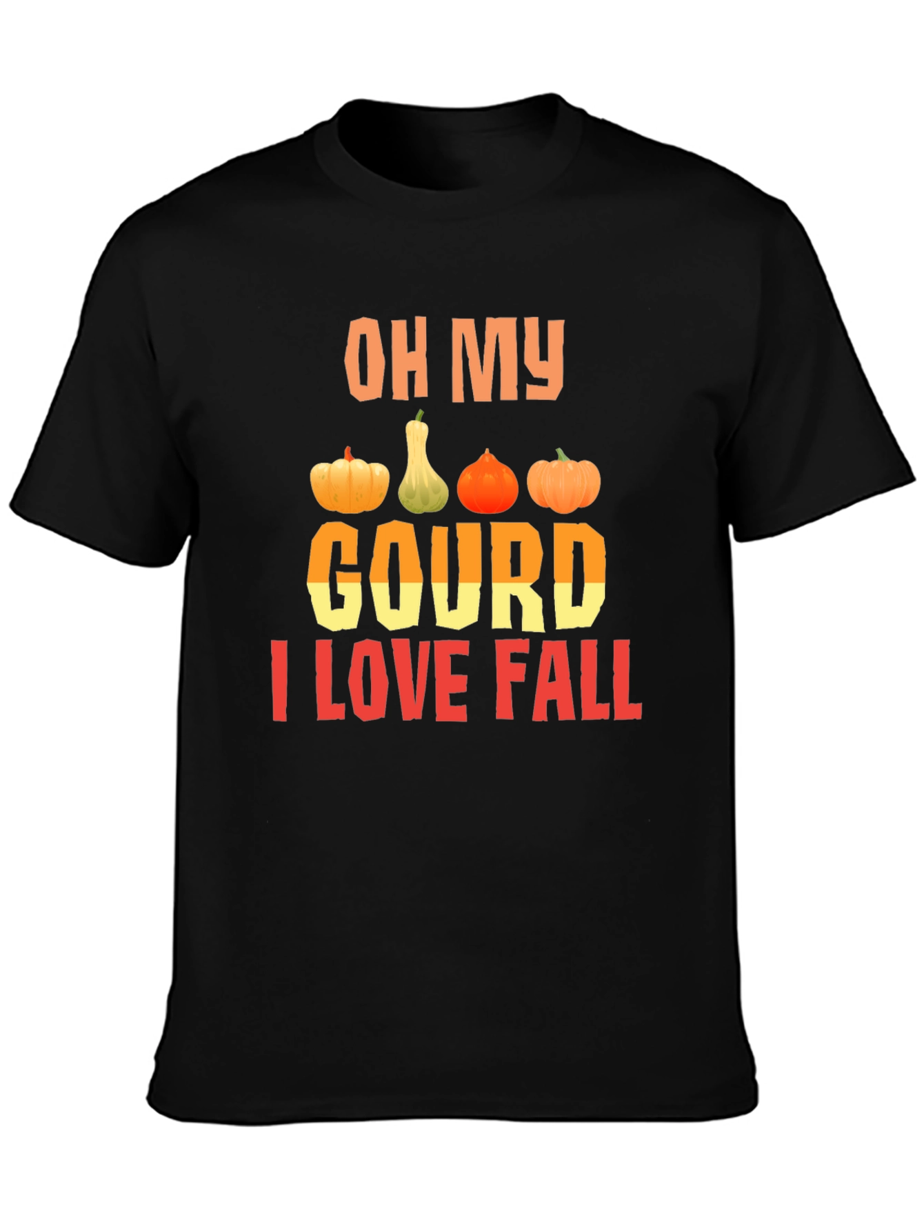 Black Oh My Gourd I Love Fall T-Shirt view 3