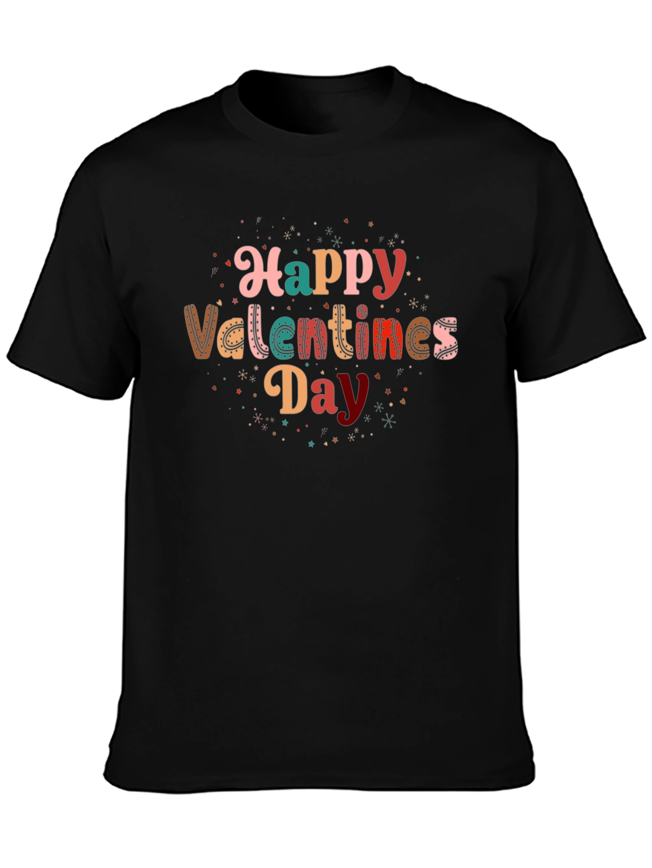 Black Happy Valentines Day Graphic T-Shirt view 3
