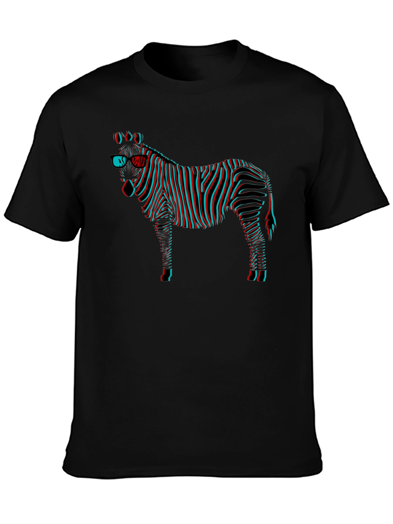 Black 3D Zebra Graphic Tee - Black view 3