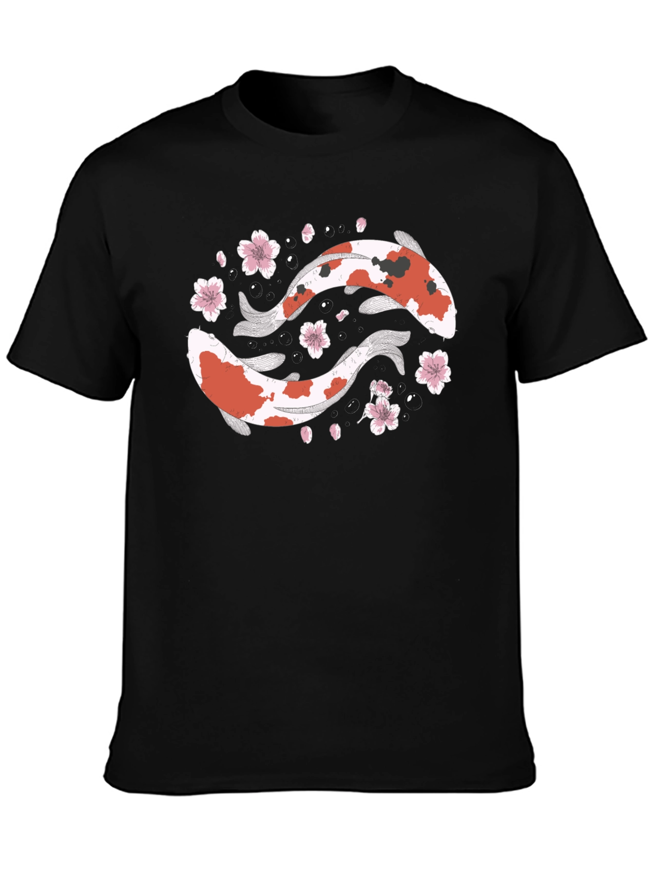Black Koi Fish Yin Yang Black T-Shirt view 3