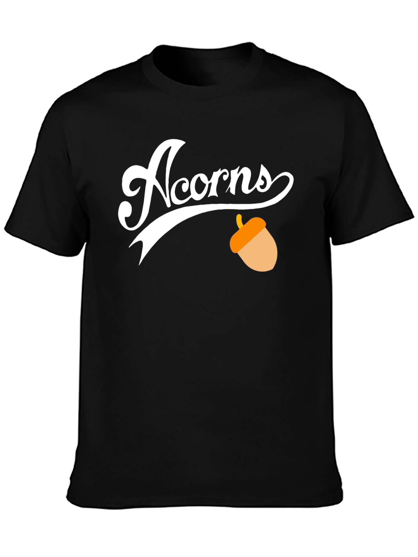 Black Acorns Graphic Tee - Black Cotton Casual T-Shirt view 3