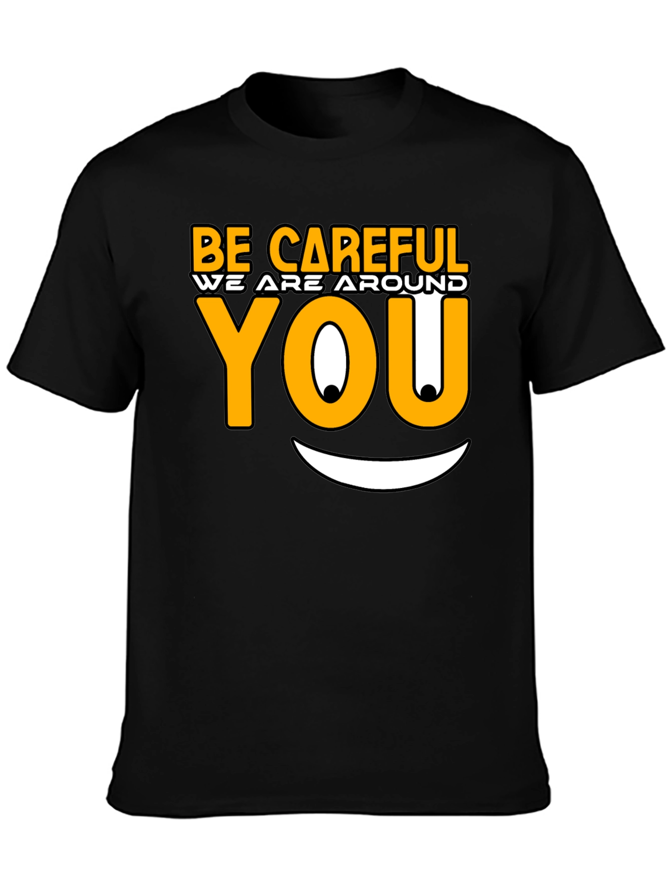 Black Be Careful Graphic T-Shirt - Funny Novelty Tee view 3