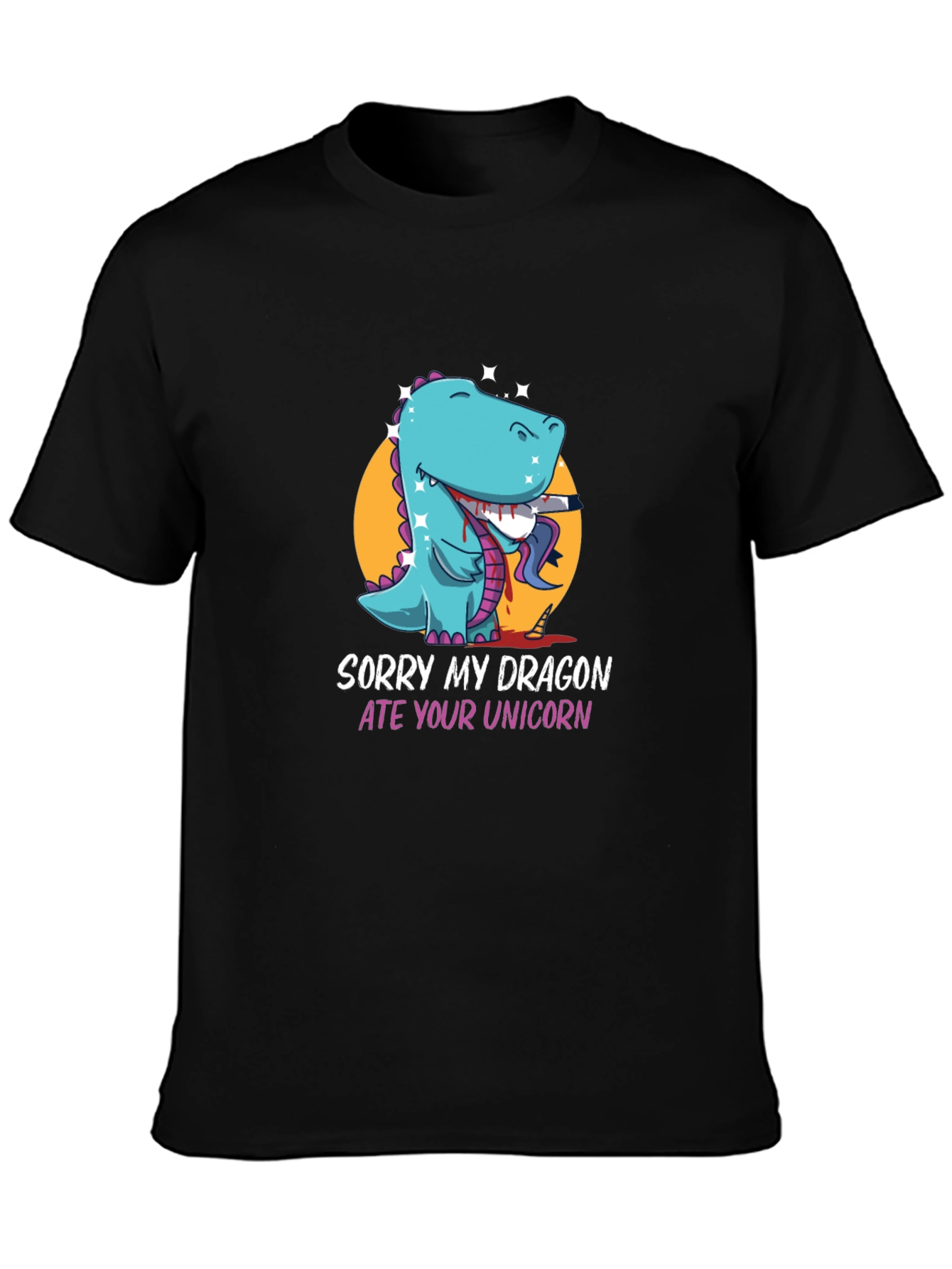 Black Sorry My Dragon Ate Your Unicorn T-Shirt view 3