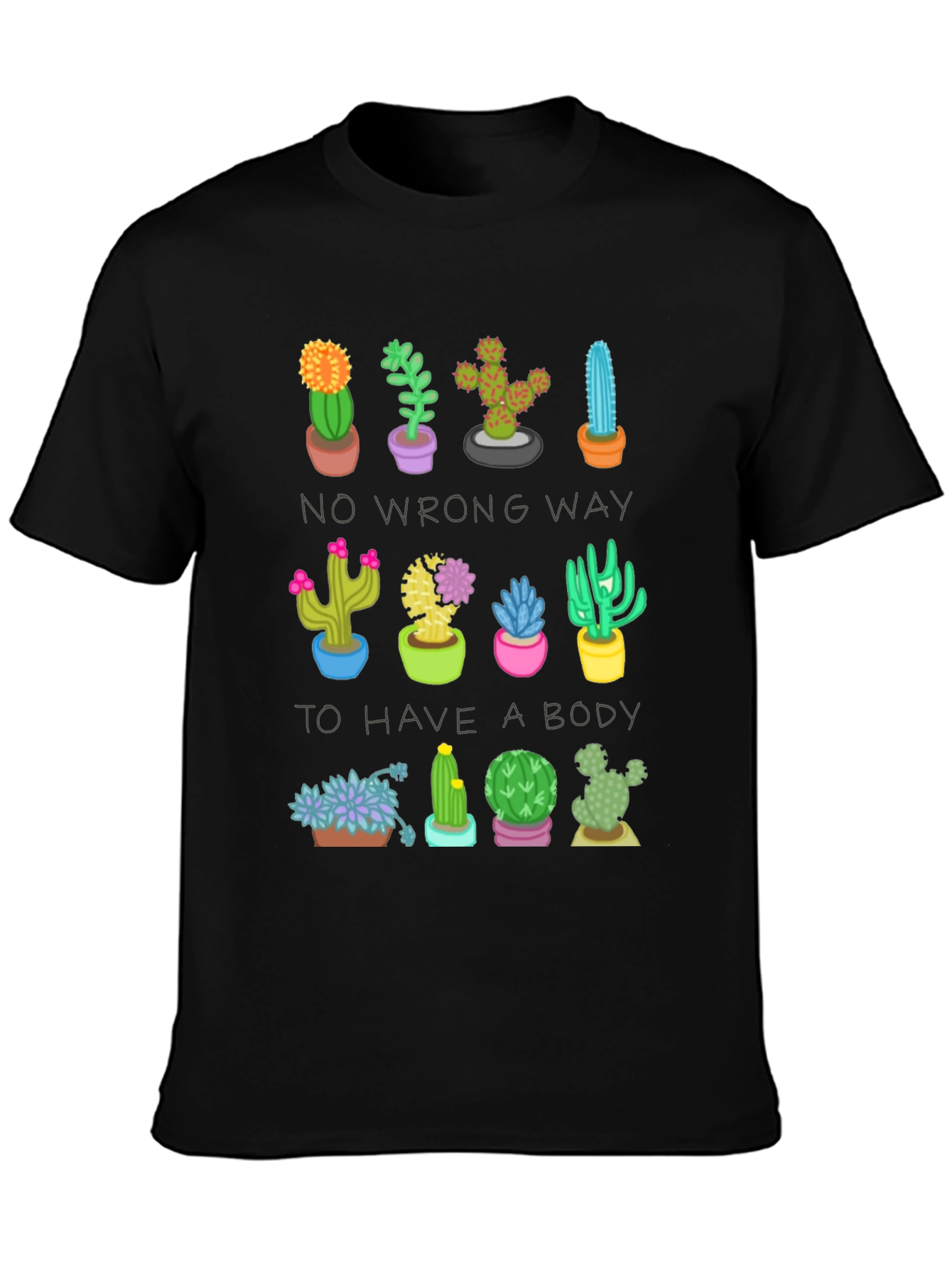 Black Cactus Body Positive T-Shirt view 3
