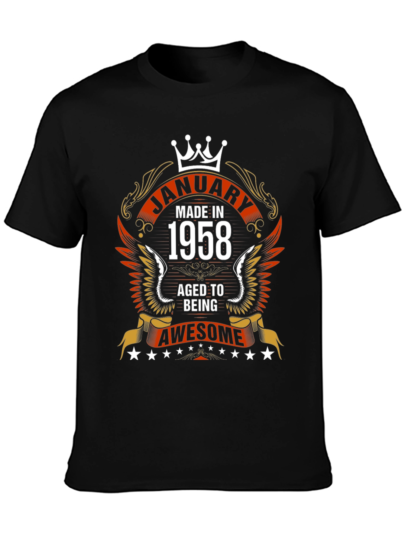 Black January 1958 Aged To Awesome T-Shirt view 3
