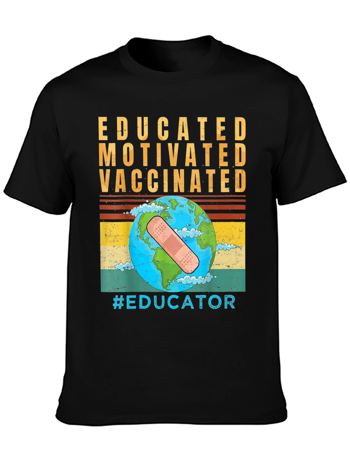 Black Educated Vaccinated Graphic T-Shirt view 3
