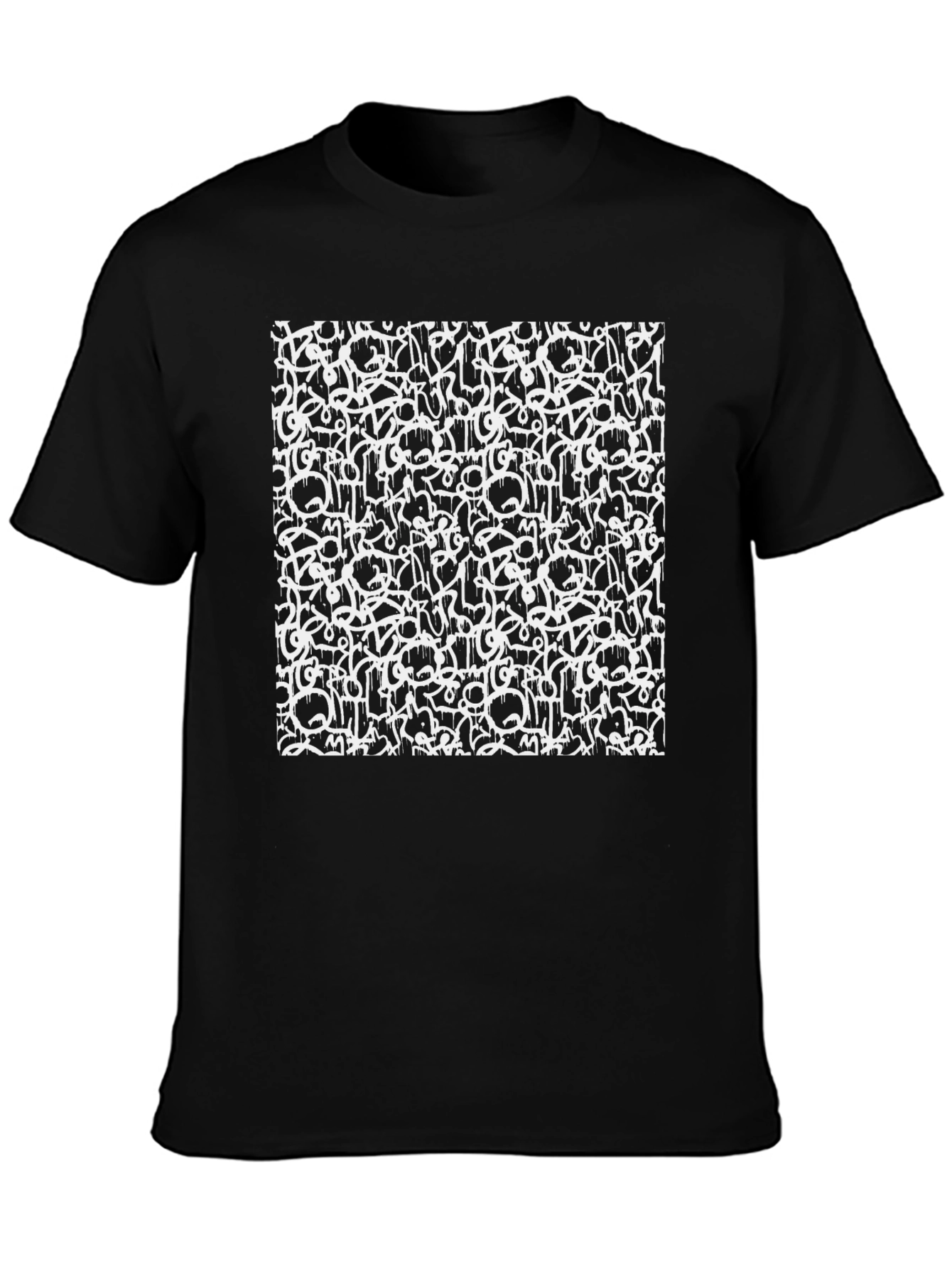 Black Abstract Graffiti Print Black T-Shirt view 3