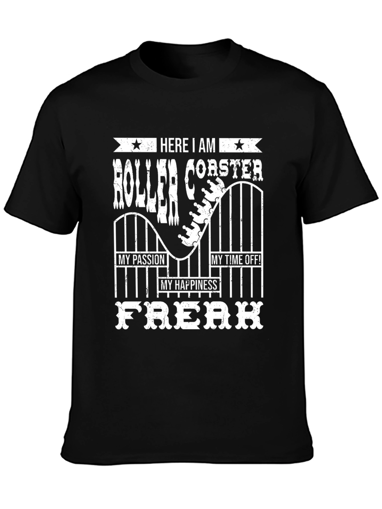 Black Roller Coaster Freak Graphic T-Shirt view 3