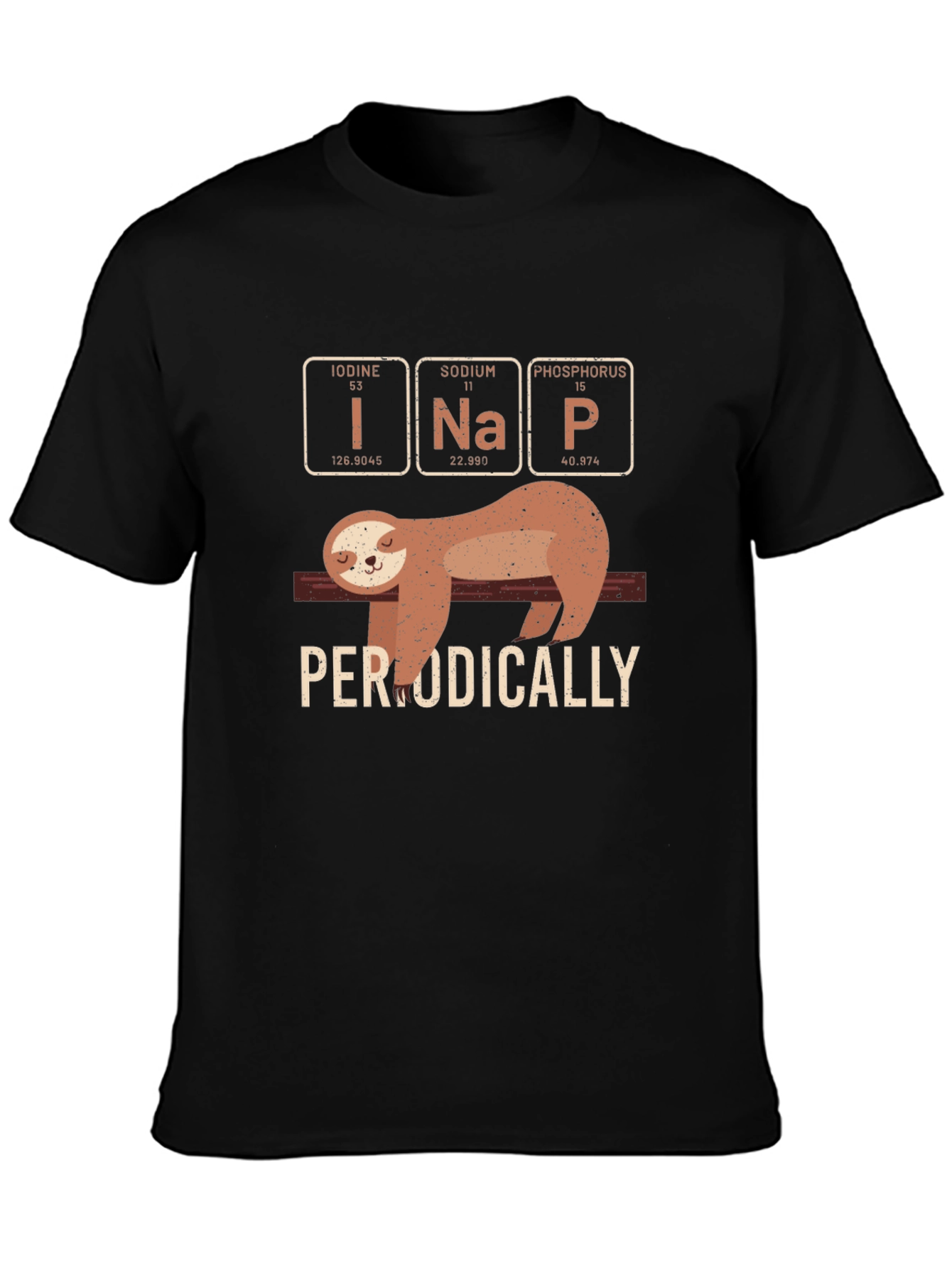 Black Periodically Sloth T-Shirt view 3