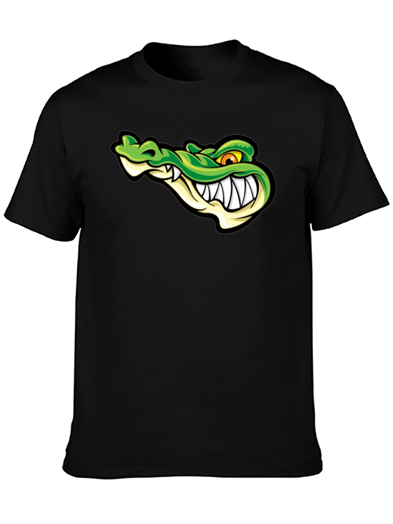 Black Cool Alligator Graphic Print Black T-Shirt view 3