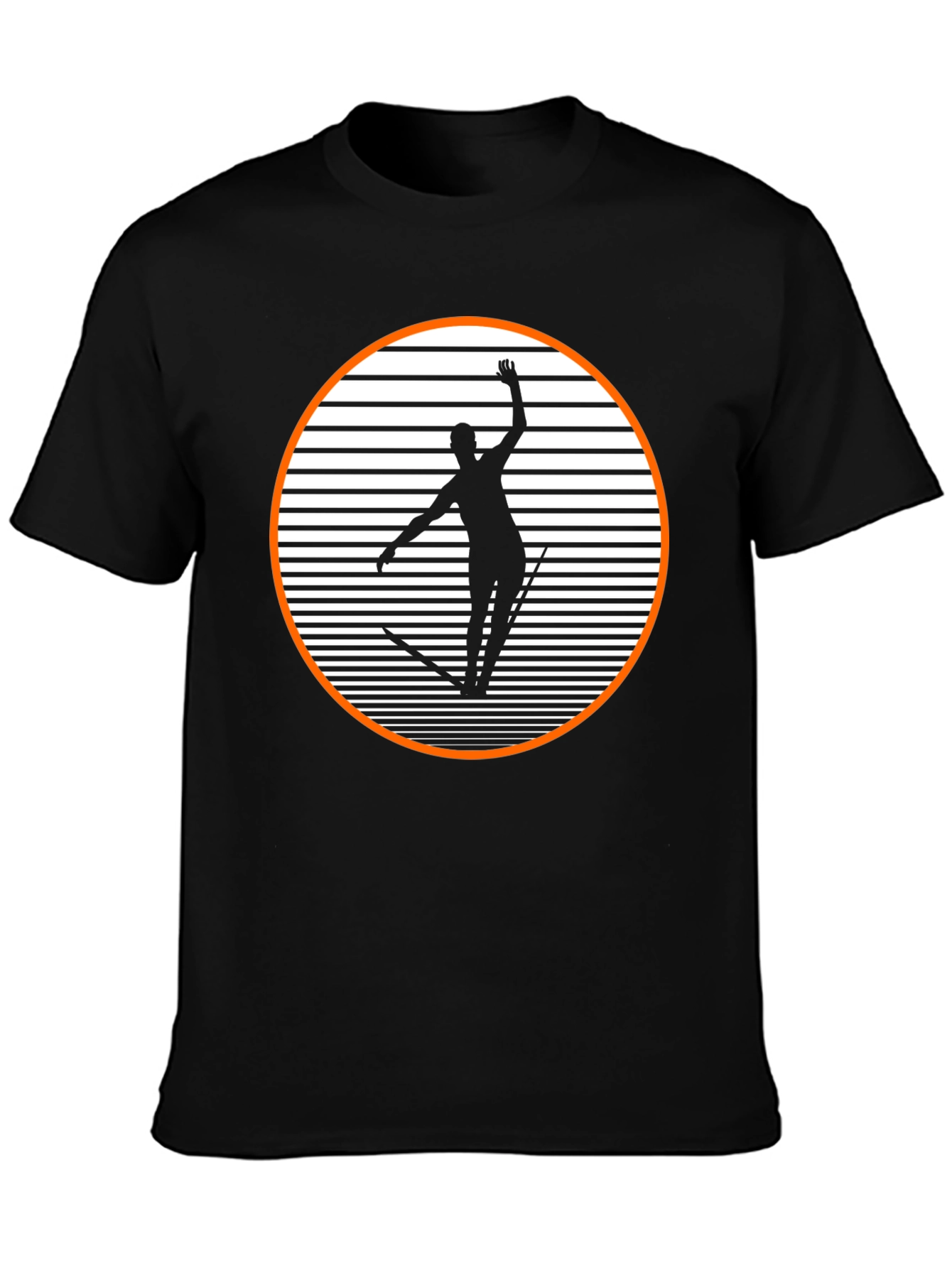 Black Retro Skiing Graphic Tee - Black Cotton Blend Shirt view 3