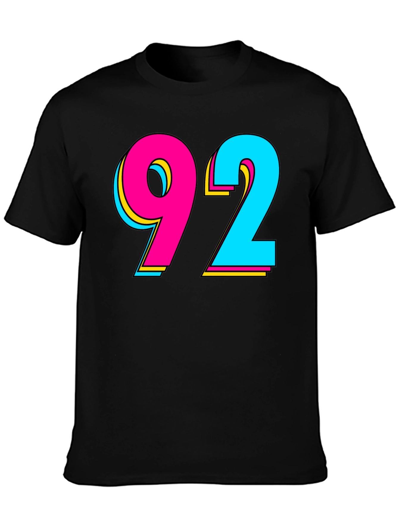 Black Retro 92 Graphic T-Shirt - Black Cotton Blend view 3