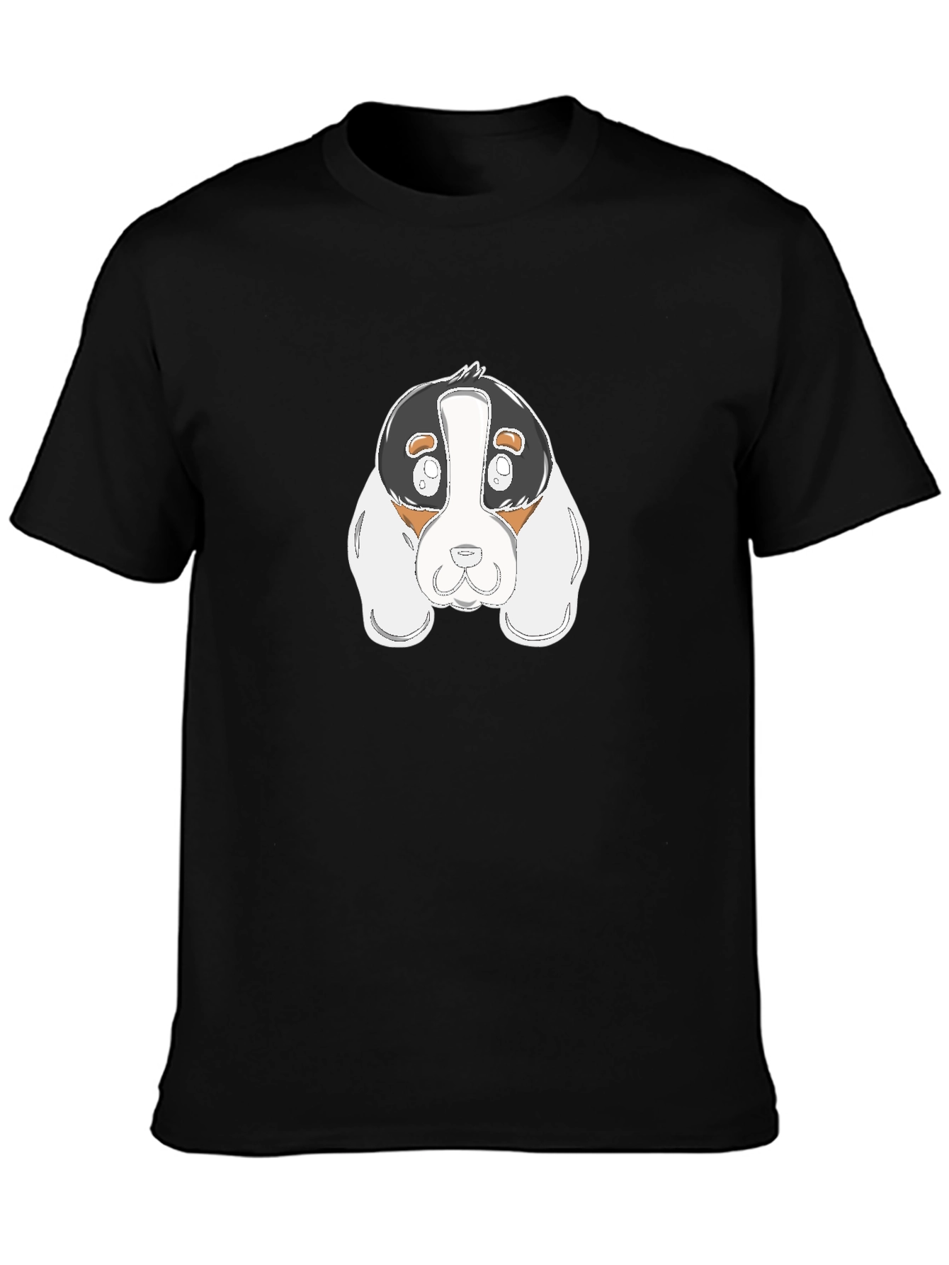 Black Cartoon Dog Graphic Black T-Shirt view 3