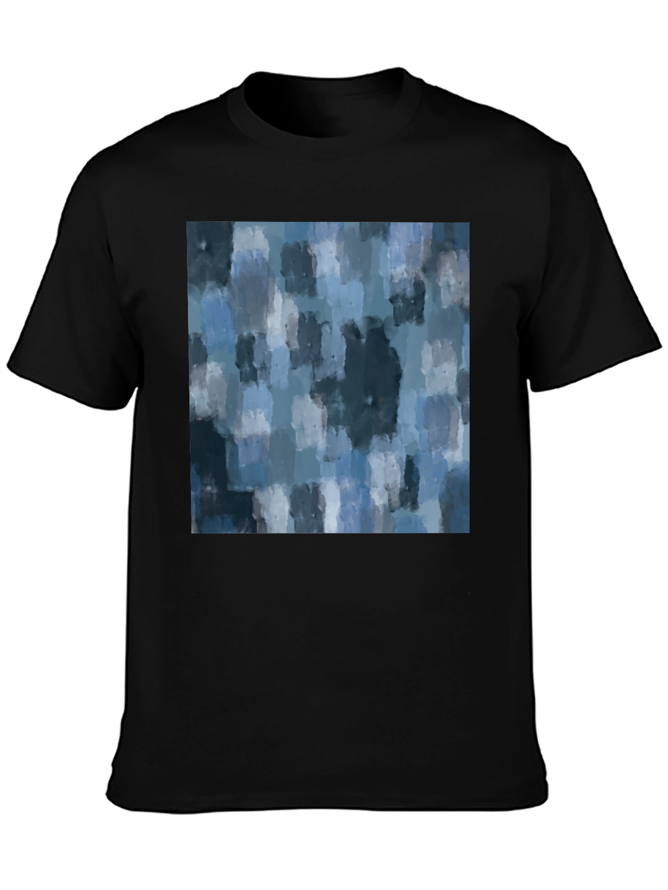 Black Abstract Watercolor Pattern T-Shirt view 3