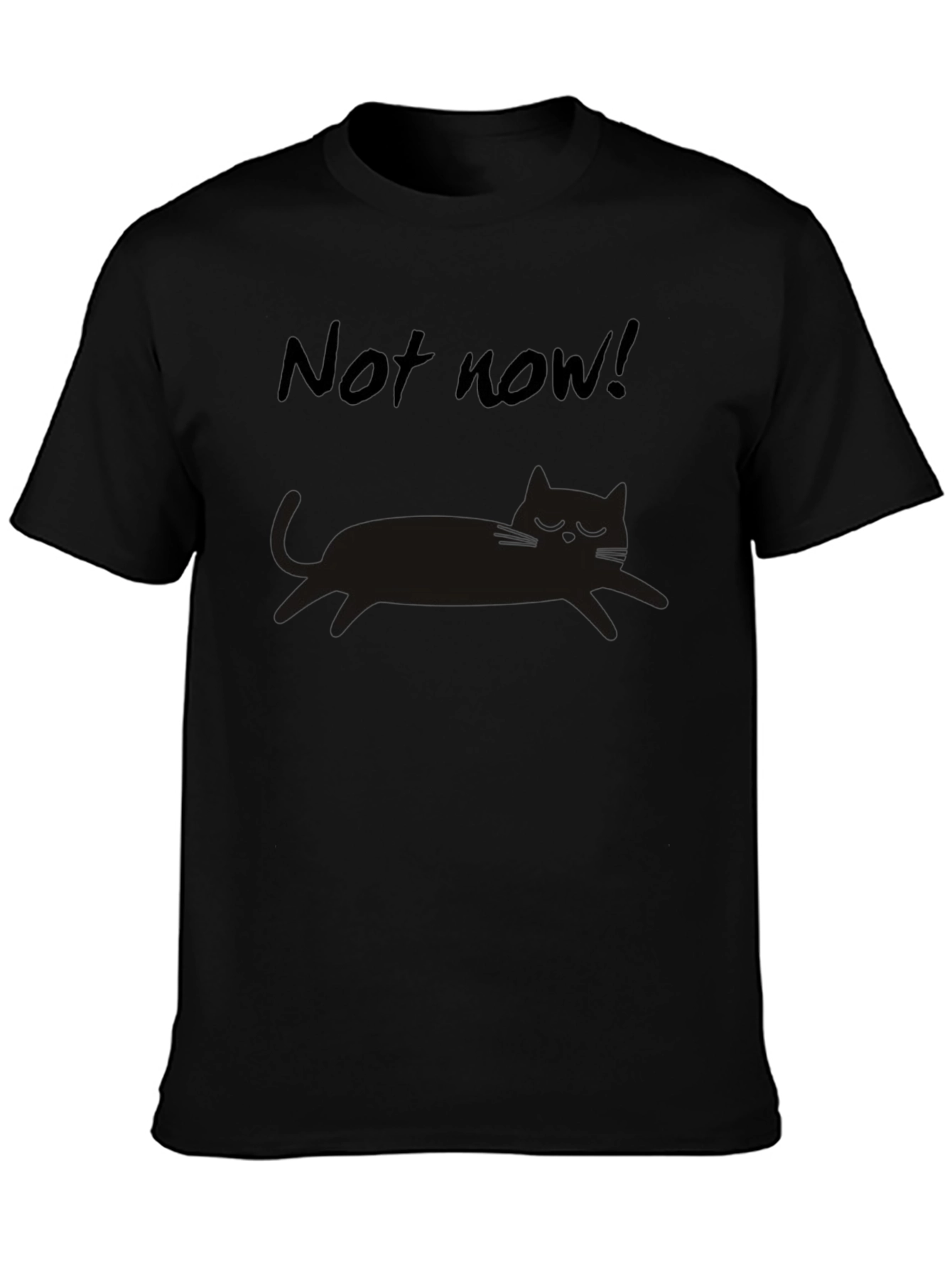 Black Not Now Cat Graphic Tee - Unisex Black T-Shirt view 3