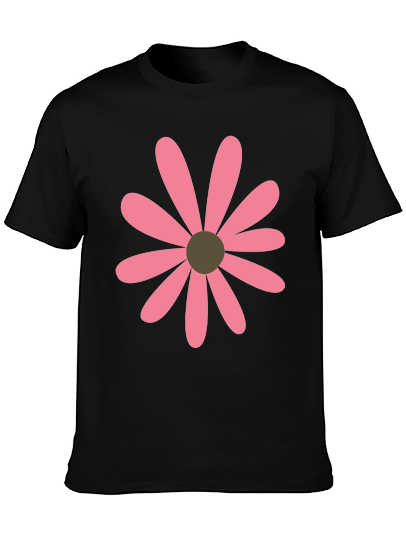 Black Pink Daisy Graphic Black T-Shirt view 3