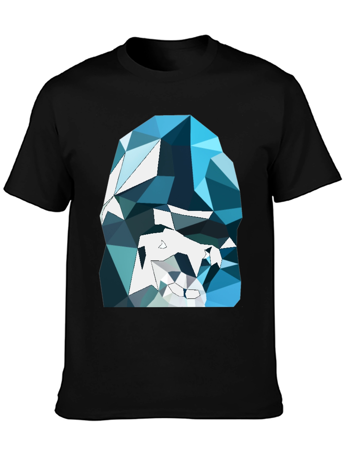 Black Abstract Geometric Gorilla Graphic Tee - Black view 3