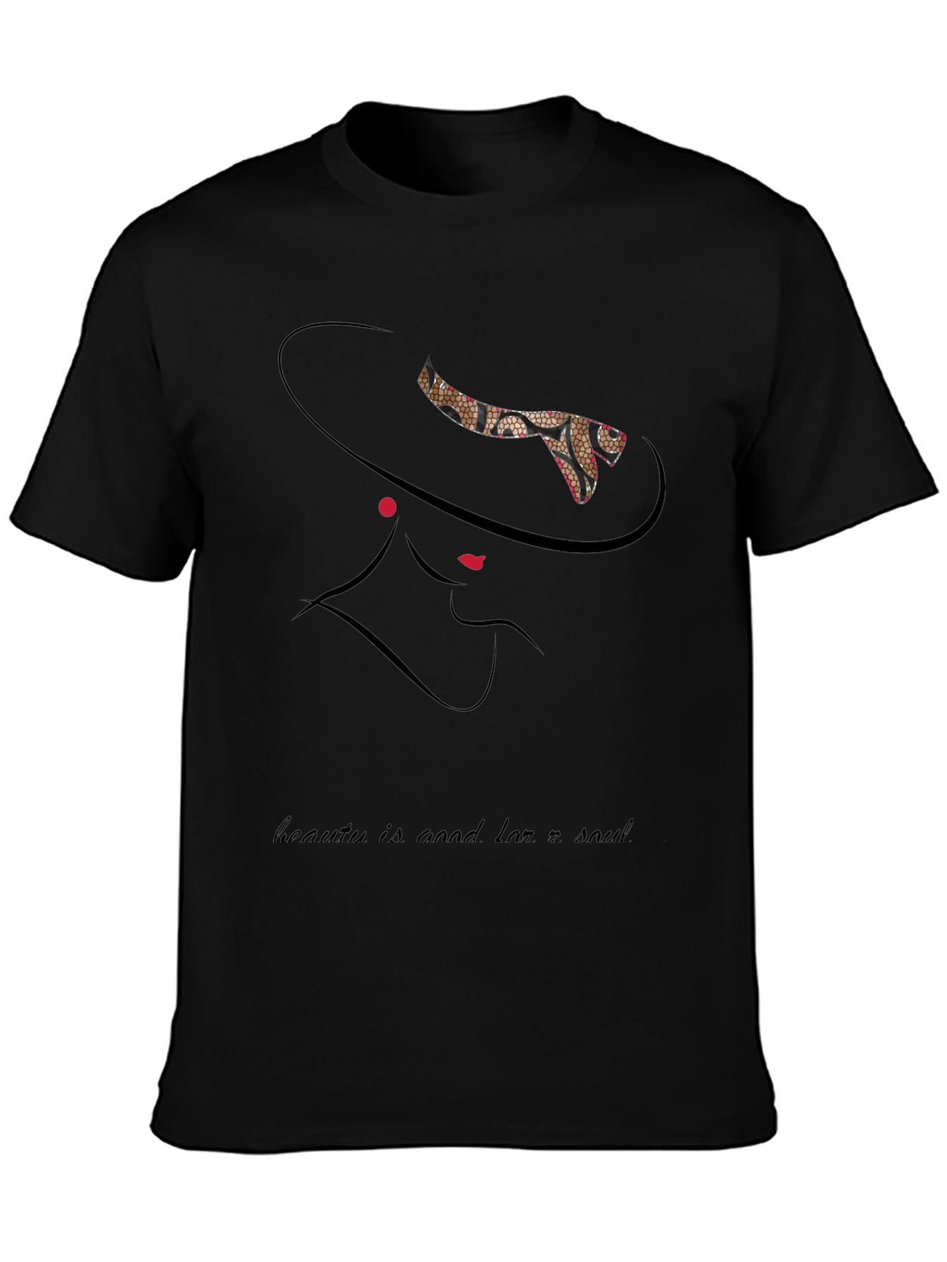 Black Elegant Woman Graphic Tee - "Beauty is Good For a Soul" view 3