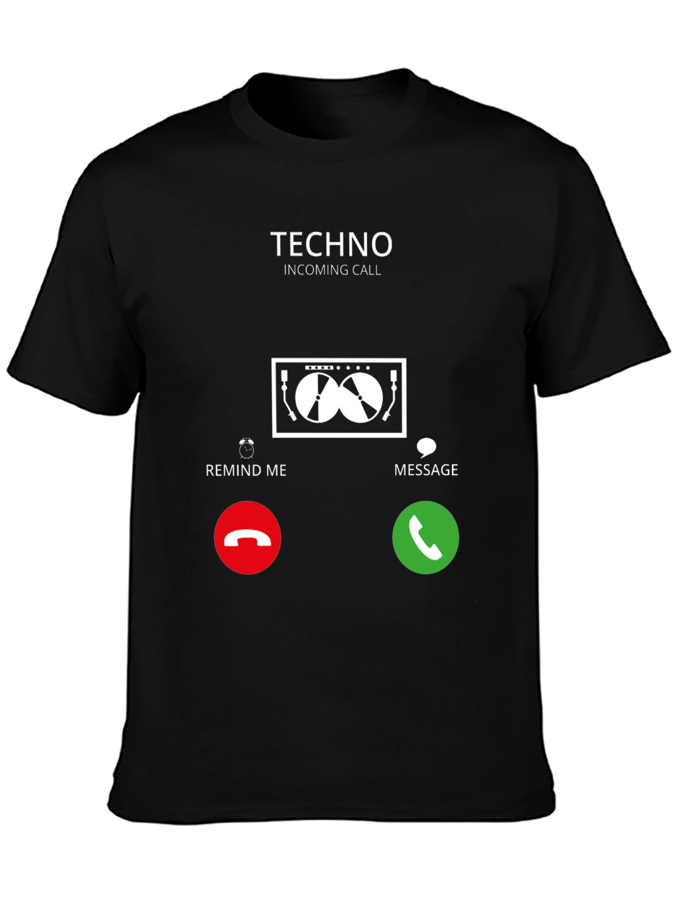 Black Techno Incoming Call Graphic T-Shirt view 3