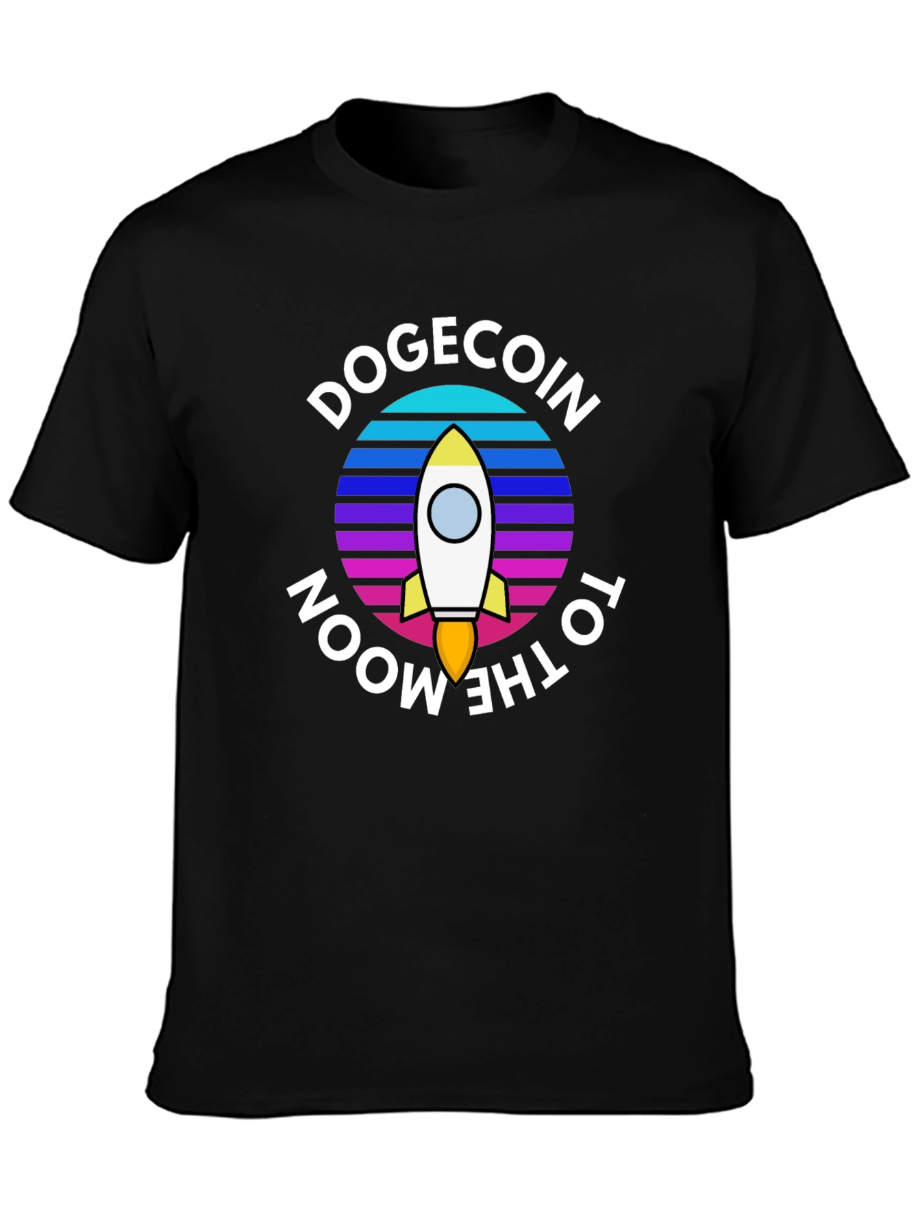 Black Dogecoin To The Moon Black T-Shirt view 3