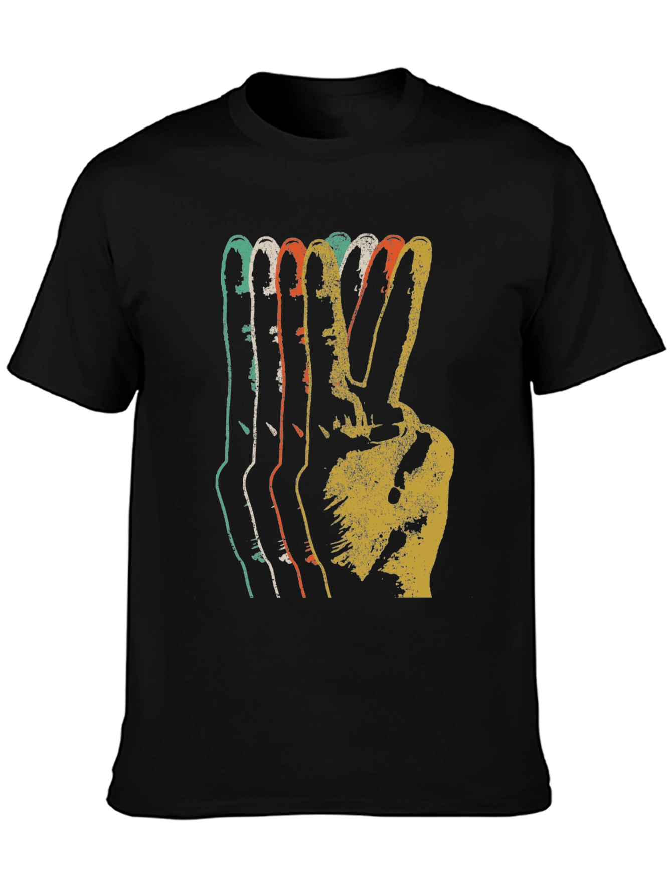 Black Retro Peace Sign Graphic T-Shirt - Vintage Style view 3