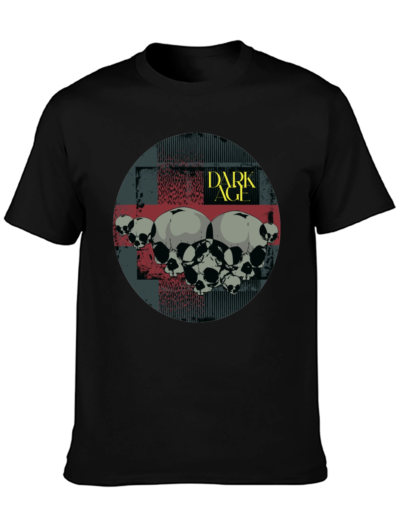 Black Dark Age Skull Graphic T-Shirt - Black view 3