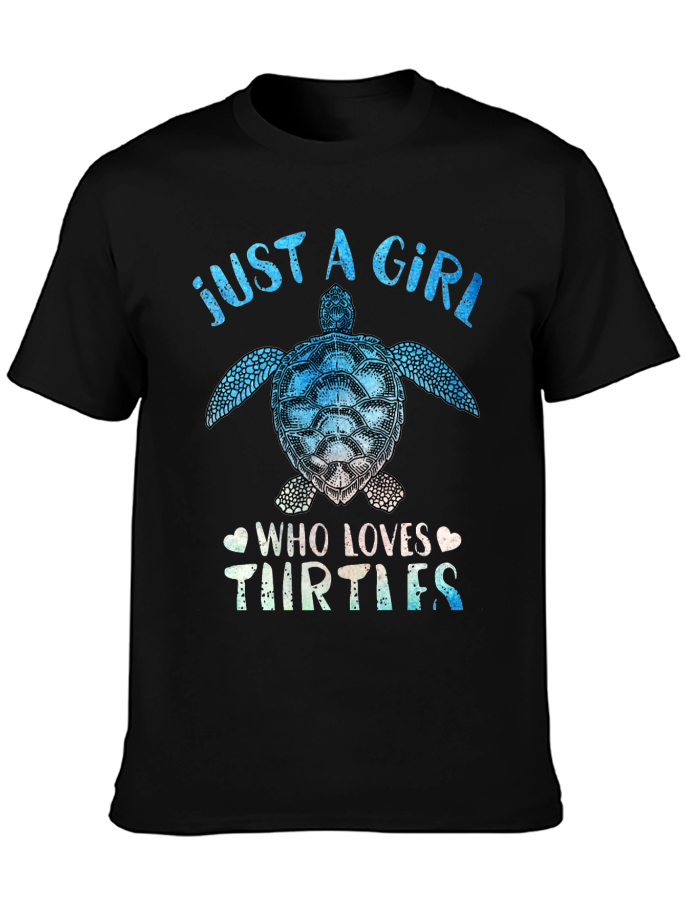 Black Just a Girl Who Loves Turtles T-Shirt view 3
