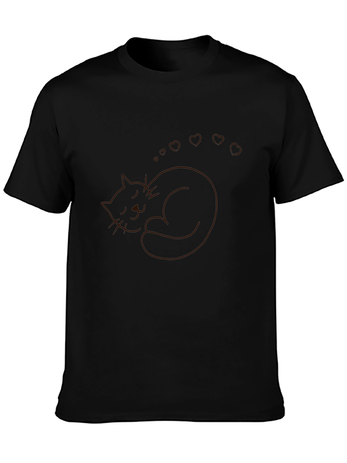 Black Sleeping Cat Heart Dreams T-Shirt view 3