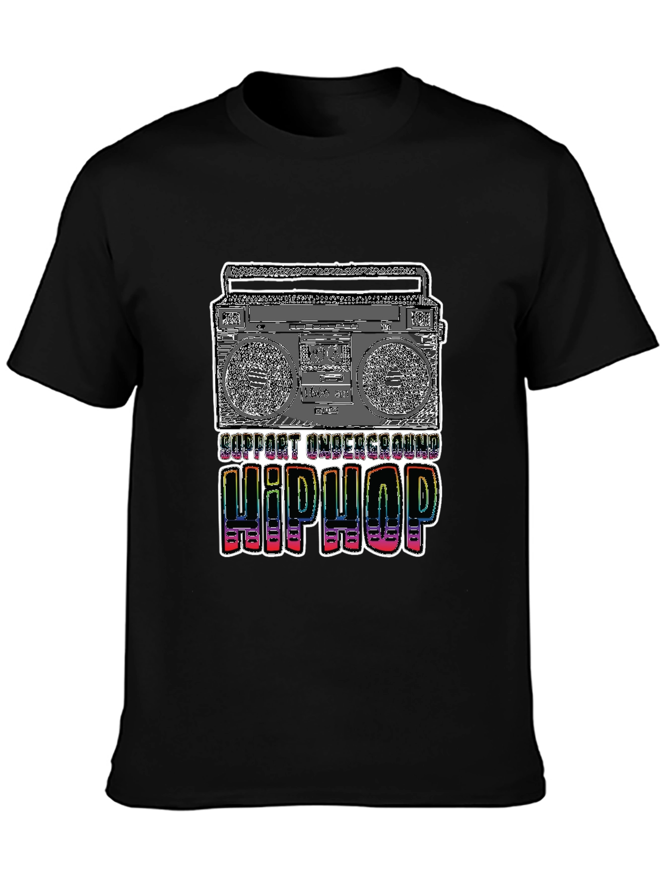 Black Underground Hip Hop Boombox Graphic Tee view 3