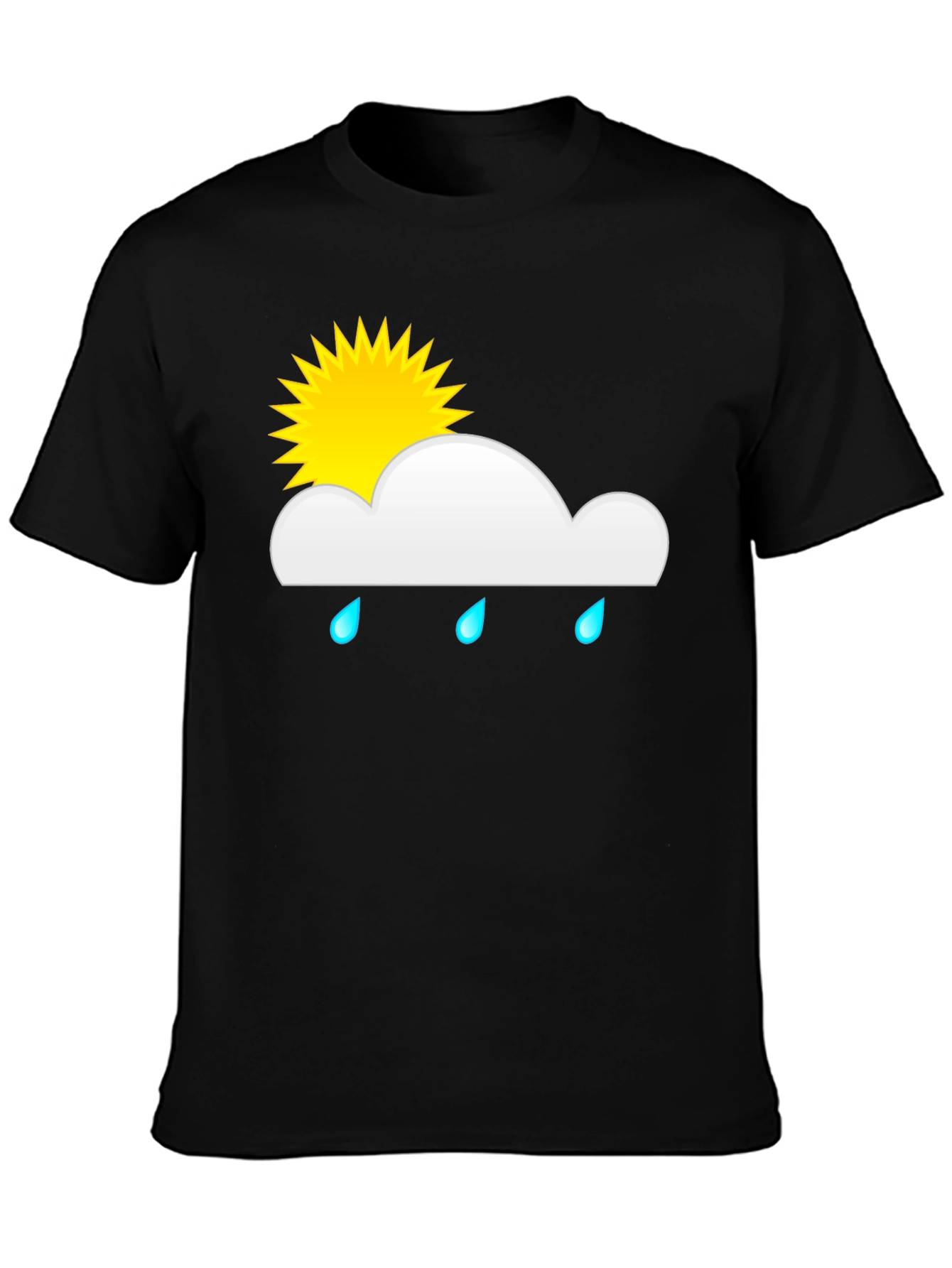 Black Rainy Day Sun Graphic Tee - Black Cotton T-Shirt view 3