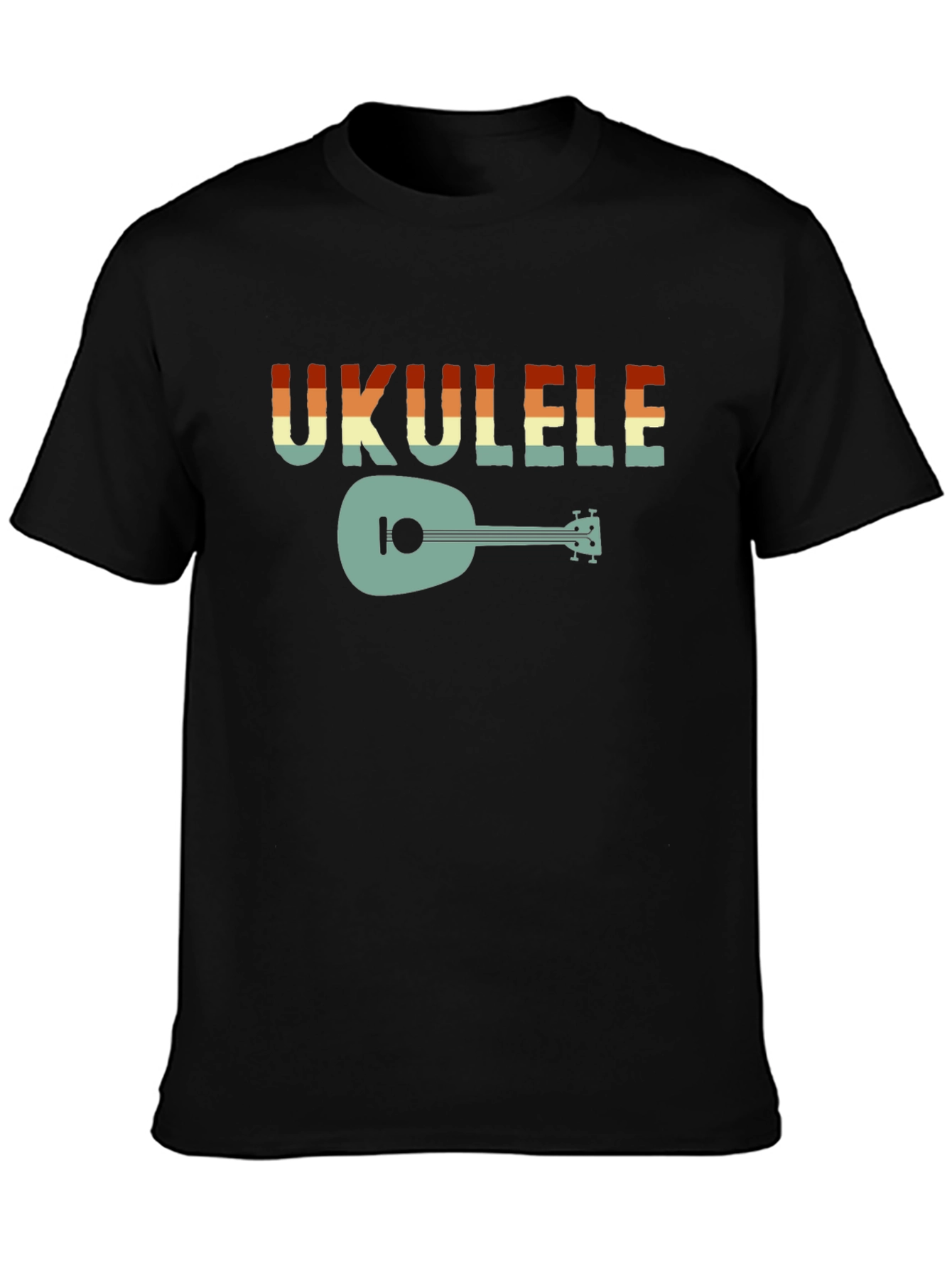 Black Retro Ukulele Graphic T-Shirt view 3