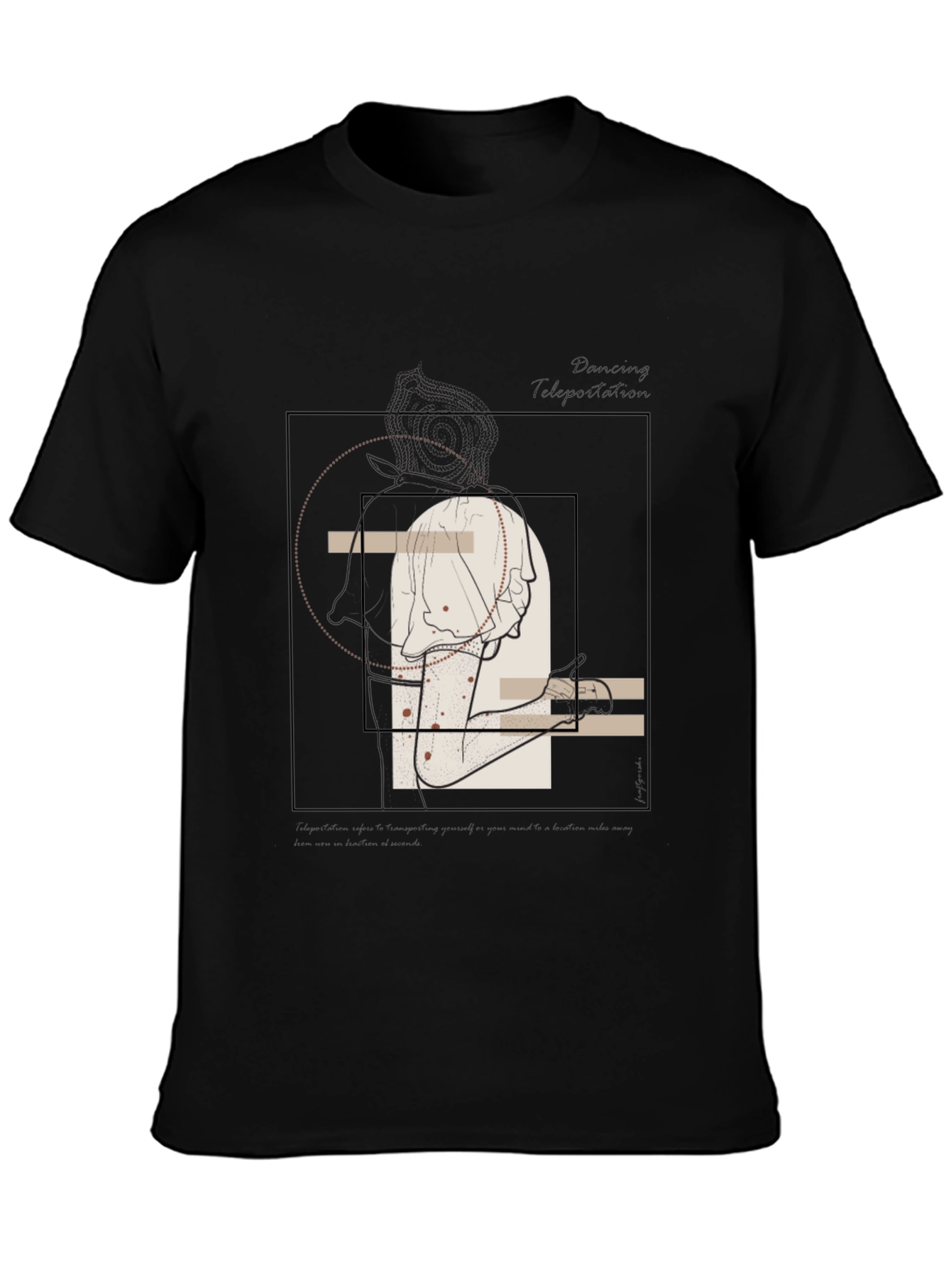 Black Abstract Line Art Graphic Tee - Unisex view 3