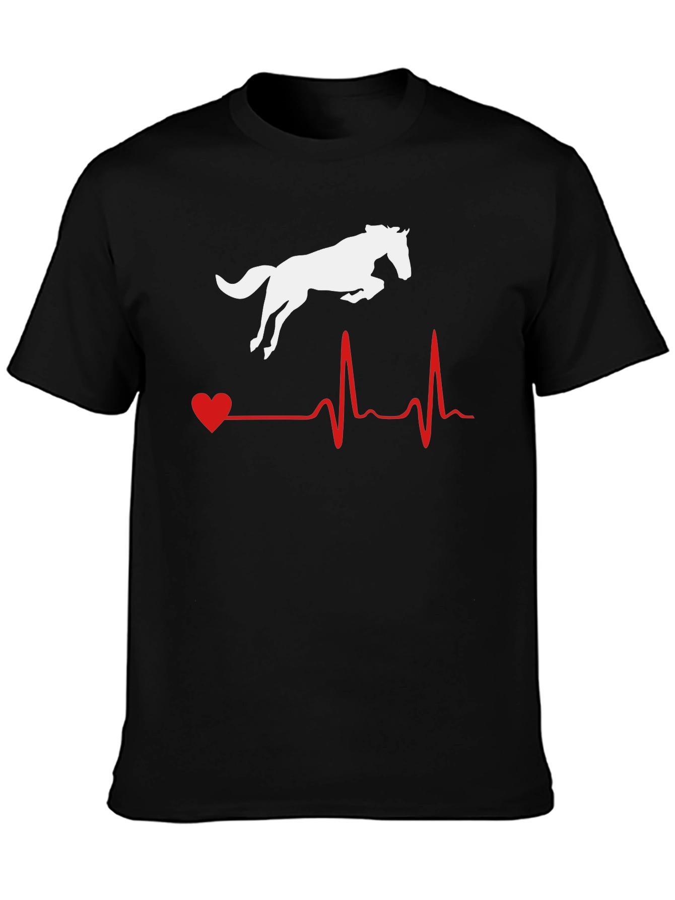 Black Horse Heartbeat Graphic Tee - Equestrian Lover Shirt view 3