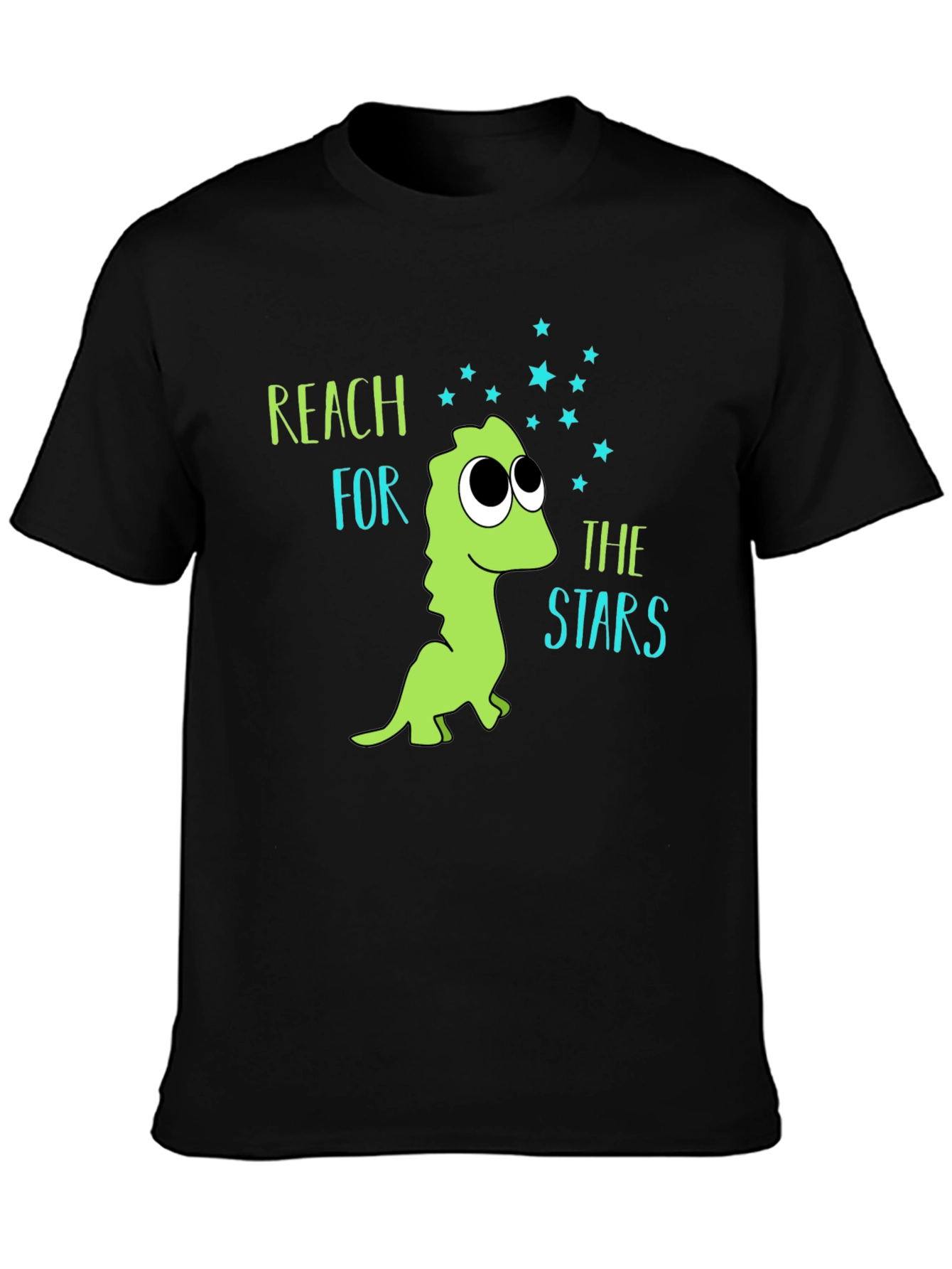 Black Reach for the Stars Dinosaur T-Shirt view 3