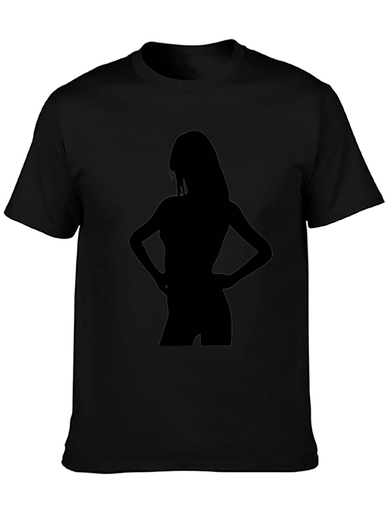 Black Silhouette Graphic Tee - Sleek Black Cotton T-Shirt view 3