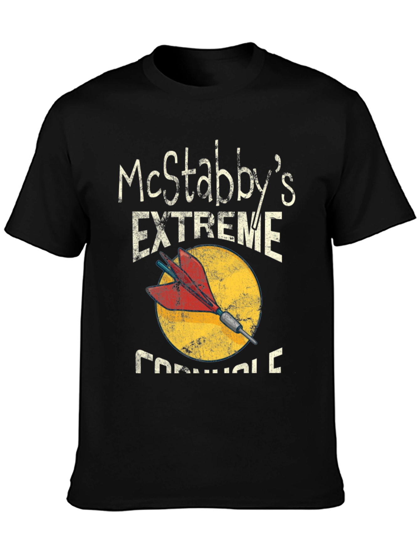 Black McStabby's Extreme Cornhole T-Shirt view 3