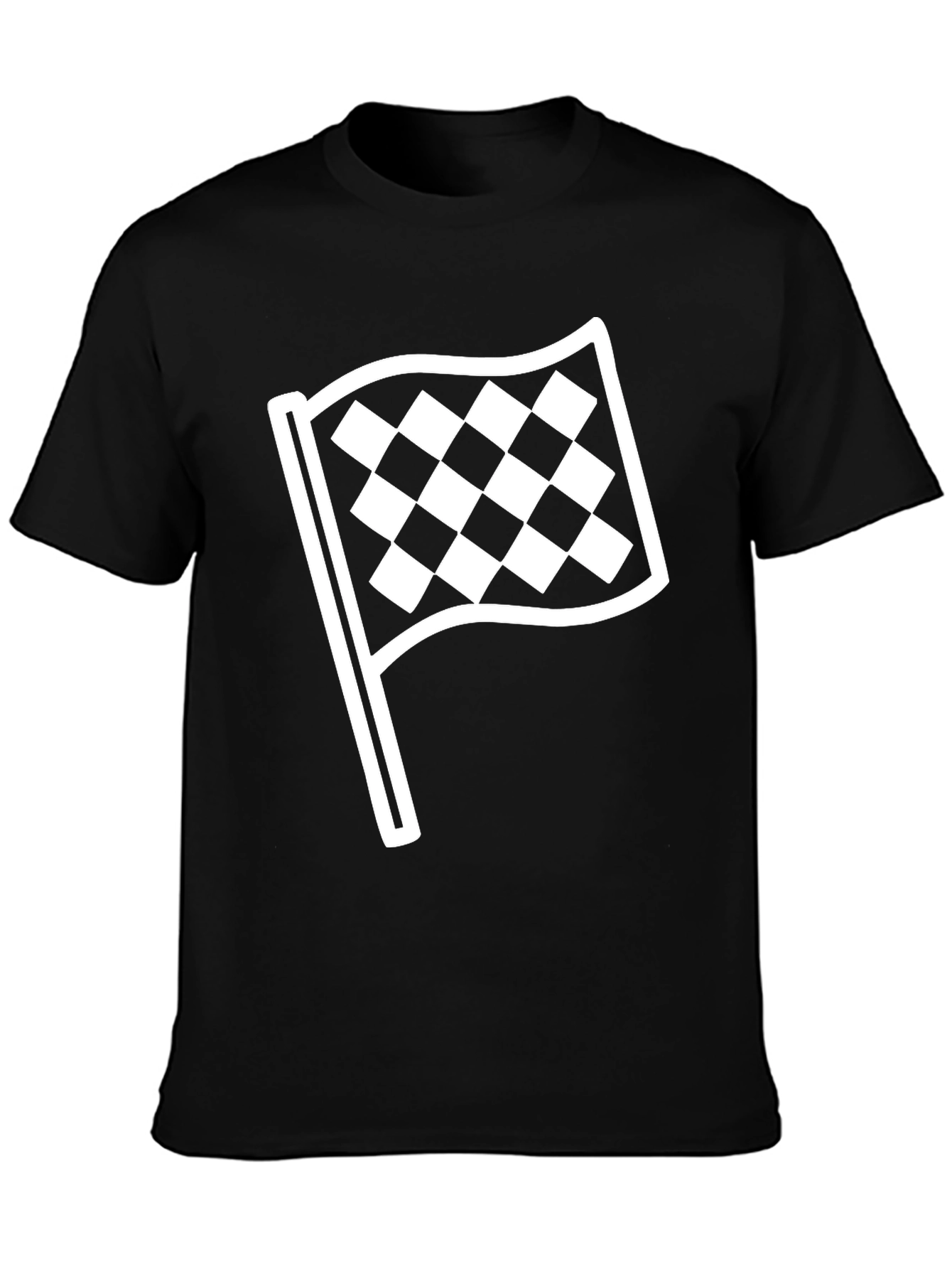 Black Checkered Flag Graphic Tee - Black Unisex T-Shirt view 3