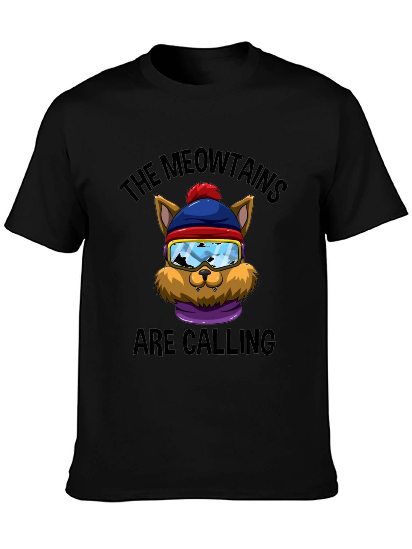 Black Meowtains Are Calling Graphic Tee view 3