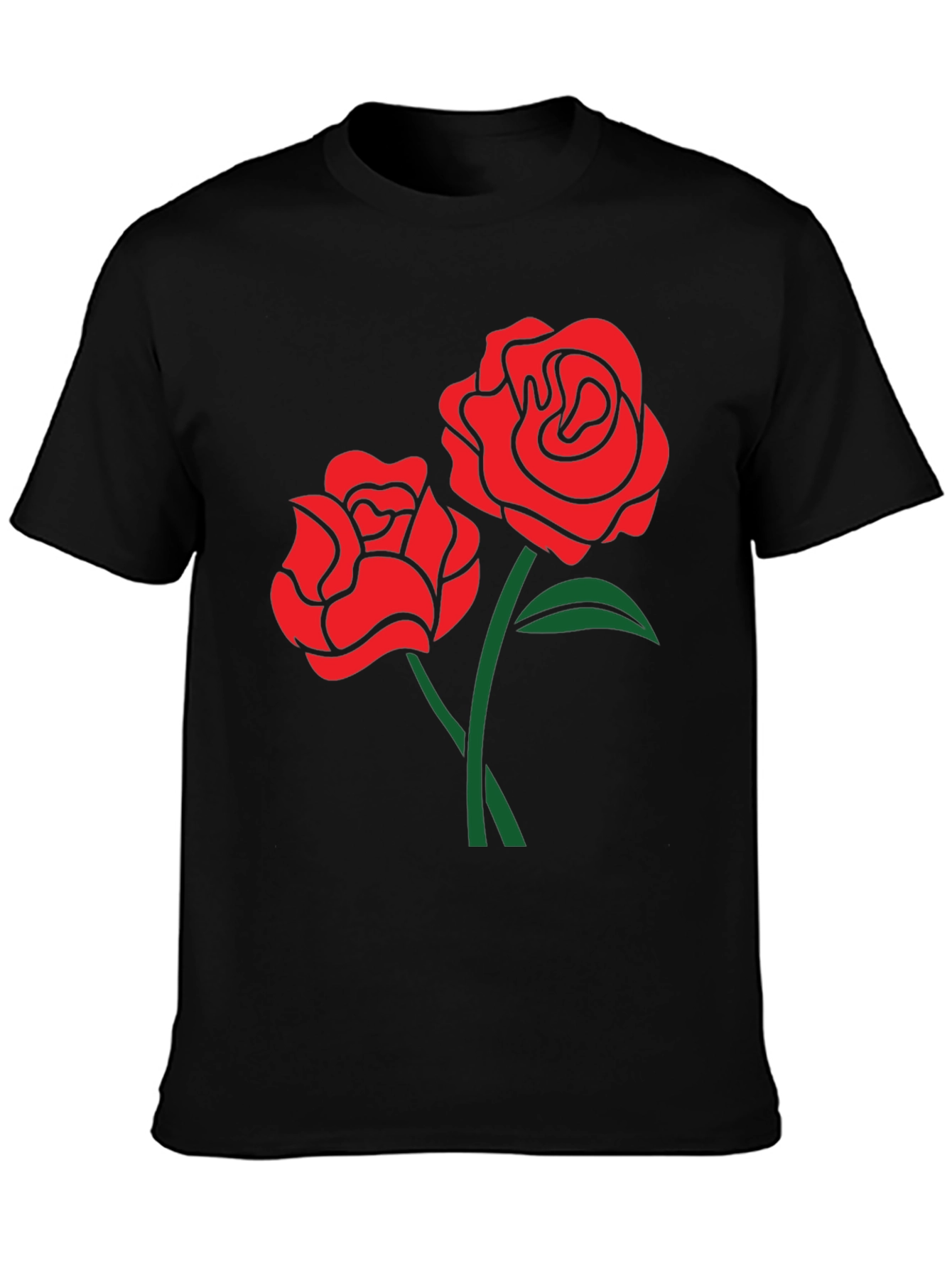 Black Rose Graphic Tee - Black Casual Shirt view 3