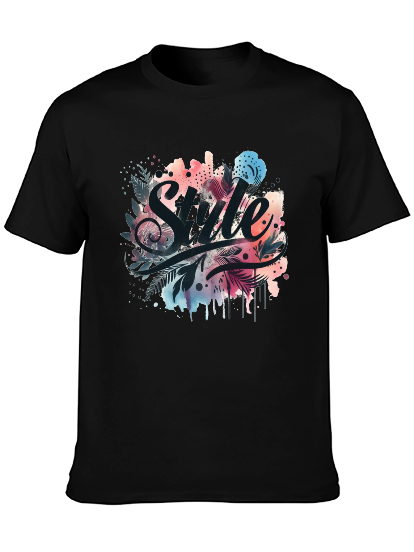 Black Stylish 'Style' Graphic Print Black T-Shirt view 3
