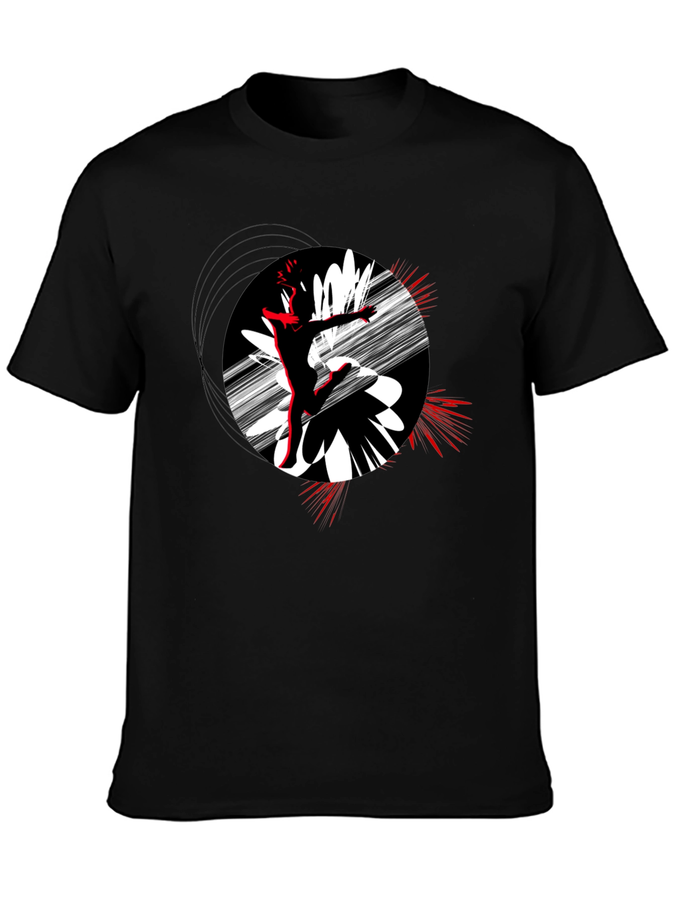 Black Abstract Dance T-Shirt - Black Cotton Tee view 3