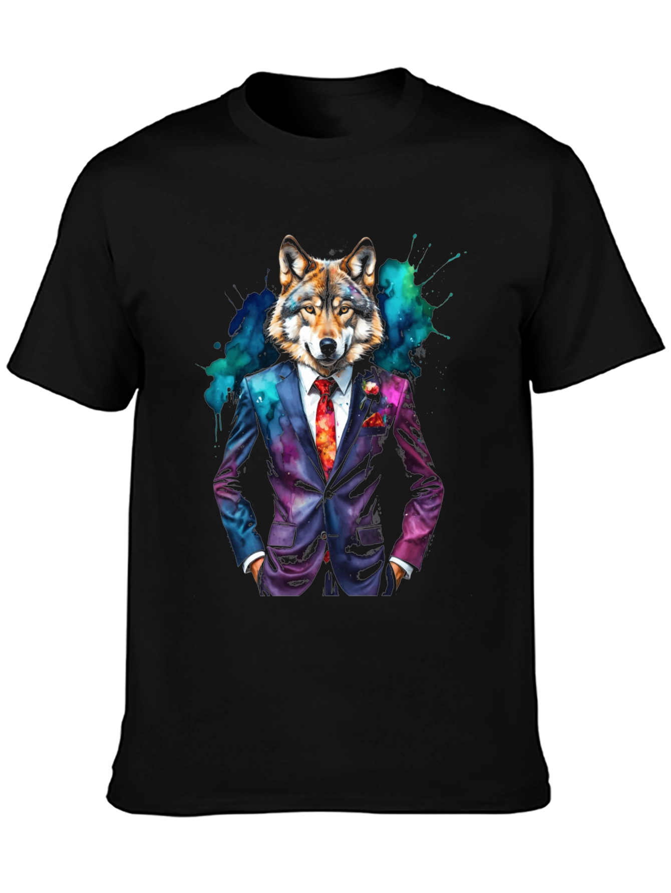 Black Wolf in Suit Graphic Tee - Unique Style view 3