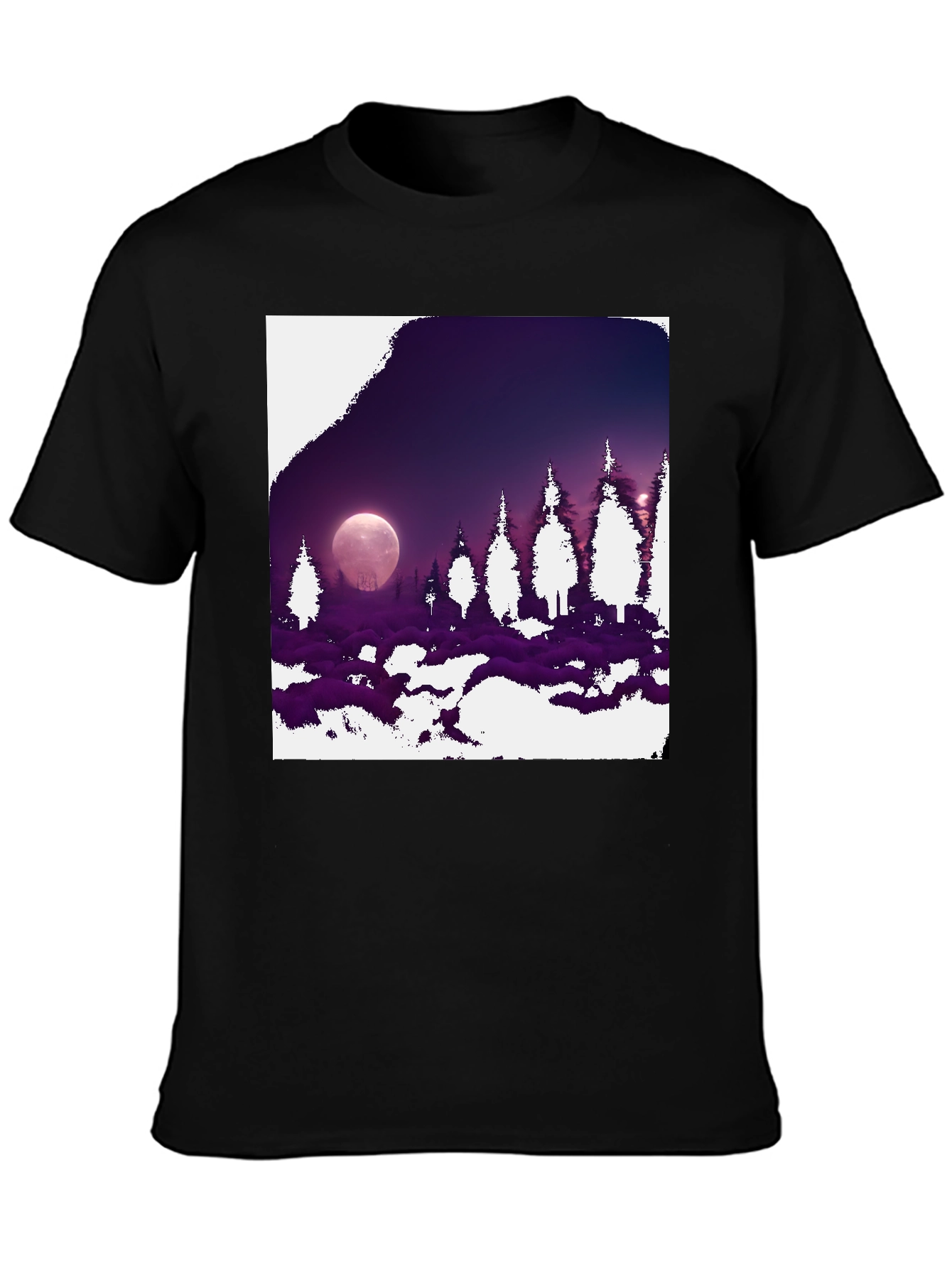 Black Lunar Forest Graphic Tee - Black Cotton Blend view 3