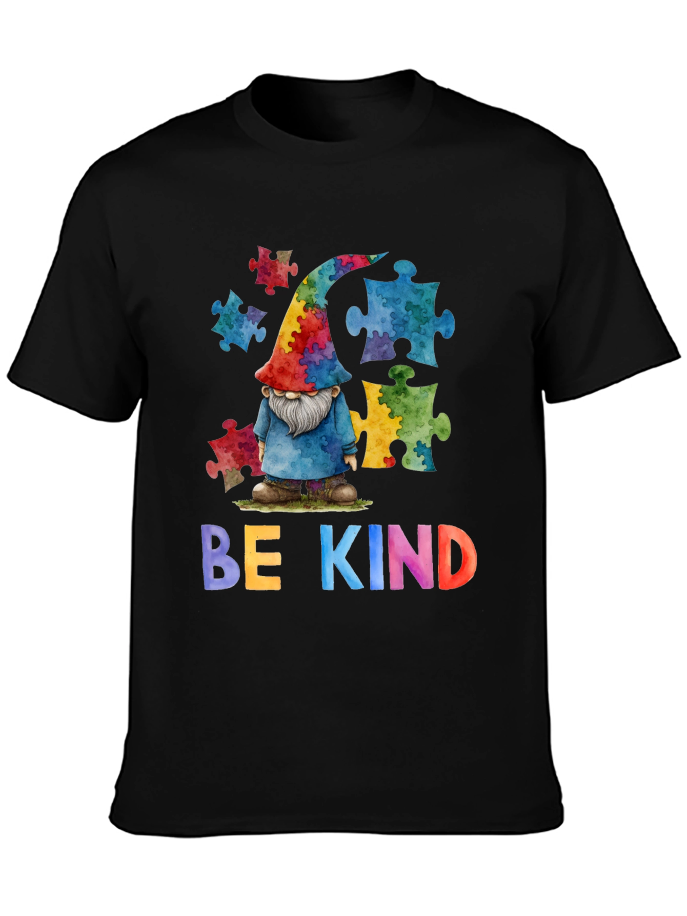Black Be Kind Autism Awareness T-Shirt view 3